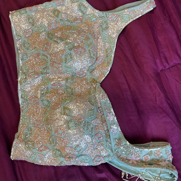 Pastel Green Elegant Lahenga - Picture 3 of 5